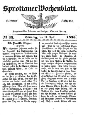 Sprottauer Wochenblatt vom 27.04.1845