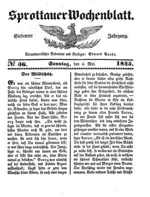 Sprottauer Wochenblatt vom 04.05.1845