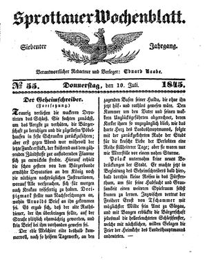 Sprottauer Wochenblatt vom 10.07.1845