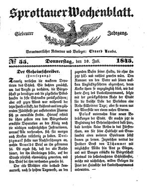 Sprottauer Wochenblatt vom 10.07.1845