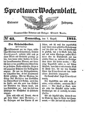 Sprottauer Wochenblatt vom 07.08.1845