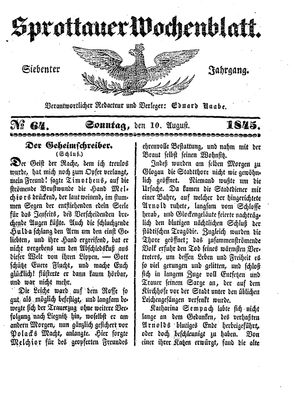 Sprottauer Wochenblatt vom 10.08.1845