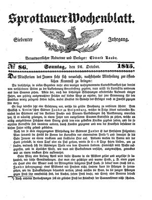 Sprottauer Wochenblatt on Oct 26, 1845