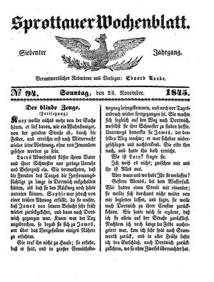 Sprottauer Wochenblatt vom 23.11.1845