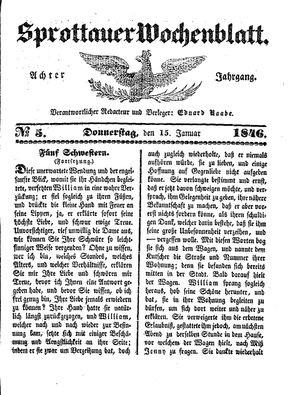 Sprottauer Wochenblatt on Jan 15, 1846