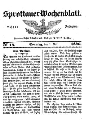 Sprottauer Wochenblatt vom 01.03.1846