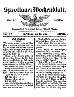 Sprottauer Wochenblatt vom 15.03.1846