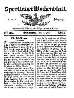 Sprottauer Wochenblatt vom 04.06.1846