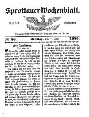 Sprottauer Wochenblatt vom 07.06.1846