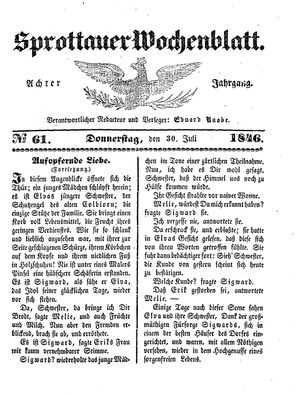 Sprottauer Wochenblatt vom 30.07.1846