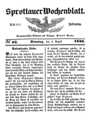 Sprottauer Wochenblatt vom 02.08.1846