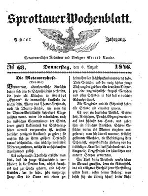 Sprottauer Wochenblatt vom 06.08.1846
