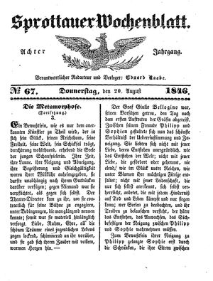 Sprottauer Wochenblatt vom 20.08.1846
