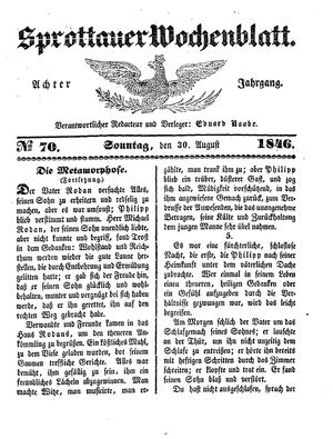 Sprottauer Wochenblatt vom 30.08.1846