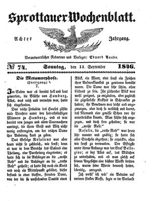 Sprottauer Wochenblatt on Sep 13, 1846