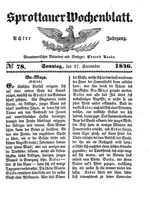 Sprottauer Wochenblatt vom 27.09.1846