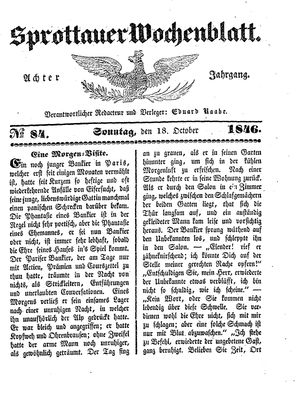 Sprottauer Wochenblatt on Oct 18, 1846
