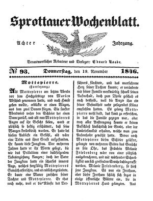 Sprottauer Wochenblatt vom 19.11.1846