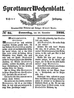 Sprottauer Wochenblatt on Nov 26, 1846