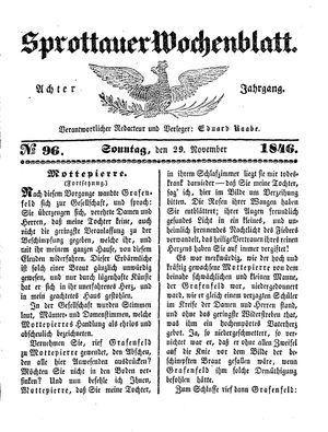 Sprottauer Wochenblatt vom 29.11.1846