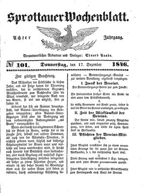 Sprottauer Wochenblatt vom 17.12.1846