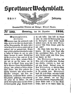 Sprottauer Wochenblatt on Dec 20, 1846