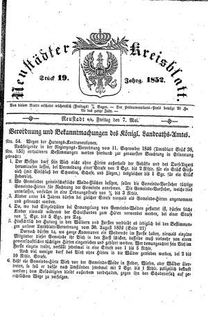 Neustädter Kreisblatt vom 07.05.1852