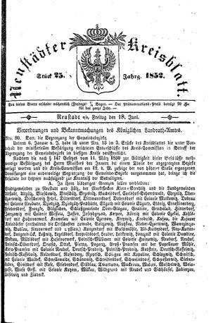 Neustädter Kreisblatt vom 18.06.1852