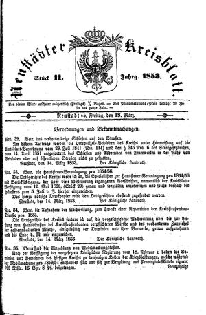 Neustädter Kreisblatt on Mar 18, 1853