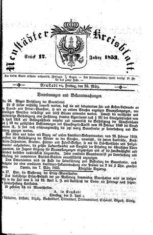 Neustädter Kreisblatt vom 25.03.1853