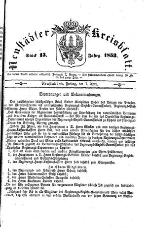 Neustädter Kreisblatt on Apr 1, 1853