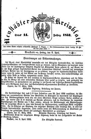 Neustädter Kreisblatt vom 08.04.1853