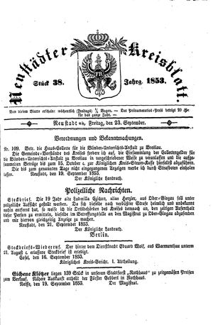 Neustädter Kreisblatt vom 23.09.1853