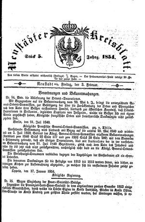 Neustädter Kreisblatt vom 03.02.1854