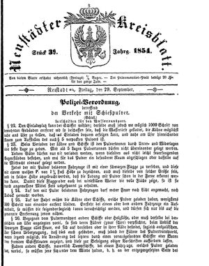 Neustädter Kreisblatt vom 29.09.1854