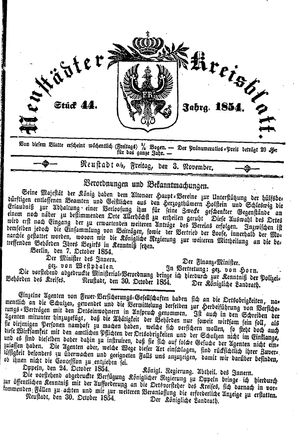 Neustädter Kreisblatt vom 03.11.1854
