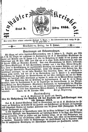 Neustädter Kreisblatt vom 02.02.1855