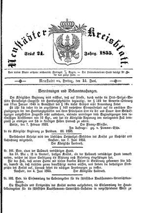 Neustädter Kreisblatt on Jun 15, 1855