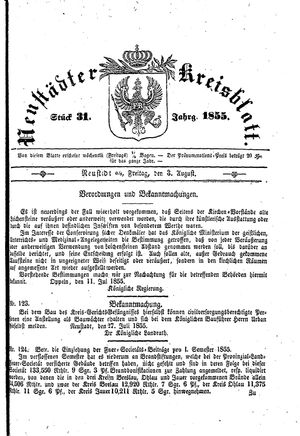 Neustädter Kreisblatt on Aug 3, 1855