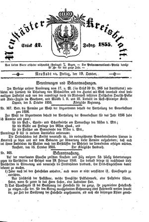 Neustädter Kreisblatt vom 19.10.1855