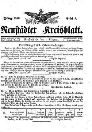 Neustädter Kreisblatt vom 01.02.1856