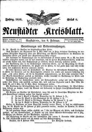 Neustädter Kreisblatt vom 08.02.1856