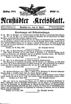 Neustädter Kreisblatt vom 04.04.1856