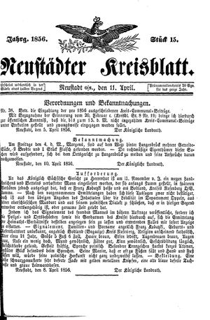 Neustädter Kreisblatt vom 11.04.1856