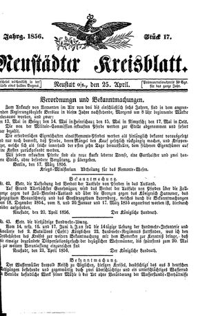 Neustädter Kreisblatt vom 25.04.1856