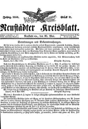 Neustädter Kreisblatt vom 23.05.1856