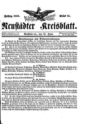 Neustädter Kreisblatt vom 21.06.1856