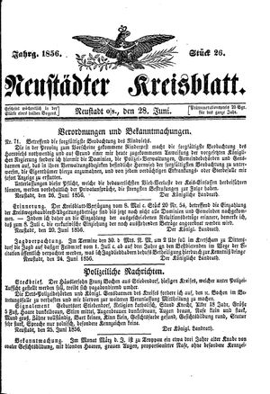 Neustädter Kreisblatt vom 28.06.1856