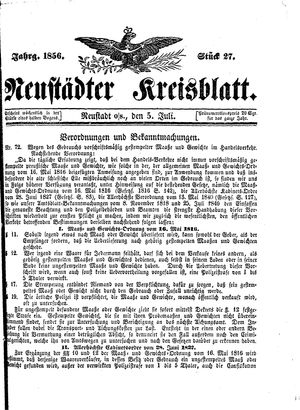 Neustädter Kreisblatt vom 05.07.1856