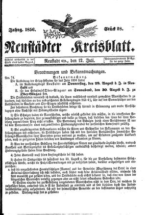 Neustädter Kreisblatt vom 12.07.1856